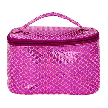 Косметичка-сундучок LADY PINK MERMAID голографическая малиновая