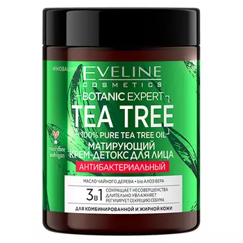 Крем для лица EVELINE BOTANIC EXPERT TEA TREE 3 в 1 антибактериальный матирующий 100 мл
