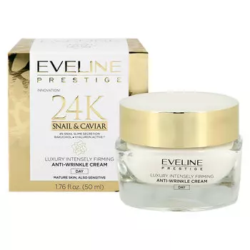 Крем для лица EVELINE PRESTIGE 24K SNAIL&amp;CAVIAR дневной интенсивно укрепляющий против морщин 50 мл