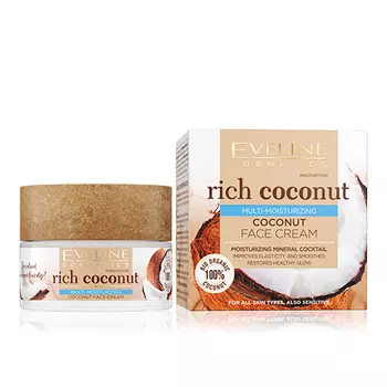 Крем для лица EVELINE RICH COCONUT интенсивно увлажняющий 50 мл