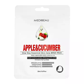 Маска для лица MEDIBEAU с экстрактами яблока и огурца освежающая 20 мл