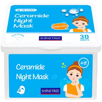 Маска для лица SHINETREE ночная с керамидами увлажняющая 30 шт