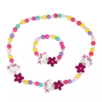 Набор MISS PINKY бусы, браслет