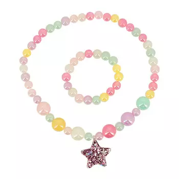 Набор MISS PINKY бусы, браслет