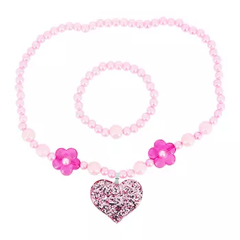 Набор MISS PINKY бусы, браслет plastic