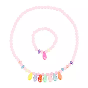 Набор MISS PINKY бусы, браслет plastic