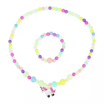 Набор MISS PINKY бусы, браслет plastic