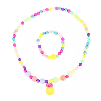 Набор MISS PINKY бусы, браслет plastic