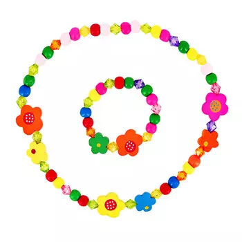 Набор MISS PINKY бусы, браслет wood