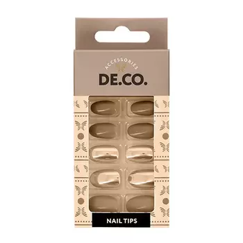 Набор накладных ногтей DE.CO. FREEZE ice coffee 24 шт+ клеевые стикеры 24 шт