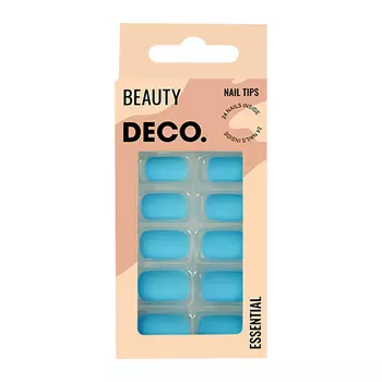 Набор накладных ногтей DECO. ESSENTIAL matt blue 24 шт + клеевые стикеры 24 шт