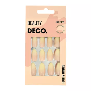 Набор накладных ногтей с клеевыми стикерами DECO. FLUFFY OMBRE peach 24 шт + клеевые стикеры 24 шт