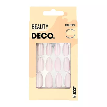 Набор накладных ногтей с клеевыми стикерами DECO. GLOSSY rose 24 шт + клеевые стикеры 24 шт