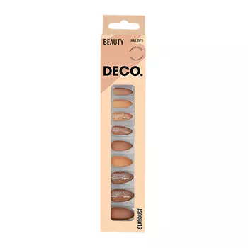 Набор накладных ногтей DECO. STARDUST peach 24 шт + клеевые стикеры 24 шт