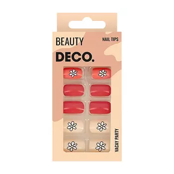 Набор накладных ногтей DECO. VACAY PARTY floral story 24 шт + клеевые стикеры 24 шт
