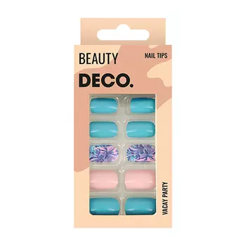 Набор накладных ногтей DECO. VACAY PARTY tropic story 24 шт + клеевые стикеры 24 шт
