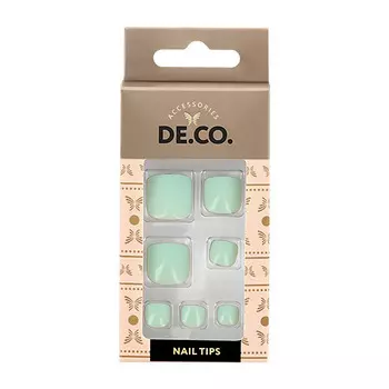 Набор накладных ногтей для педикюра DE.CO. ESSENTIAL Mint 24 шт+ клеевые стикеры 24 шт