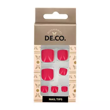 Набор накладных ногтей для педикюра DECO. ESSENTIAL Strawberry 24 шт+ клеевые стикеры 24 шт