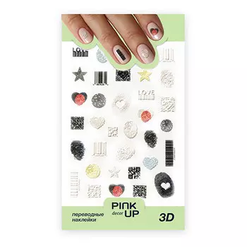 Наклейки для ногтей PINK UP DECOR 3D переводные тон 694