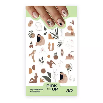 Наклейки для ногтей PINK UP DECOR 3D переводные тон 711