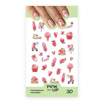 Наклейки для ногтей PINK UP DECOR 3D переводные тон 761