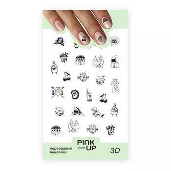 Наклейки для ногтей PINK UP DECOR 3D переводные тон 782