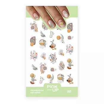 Наклейки для ногтей PINK UP DECOR 3D переводные тон 802