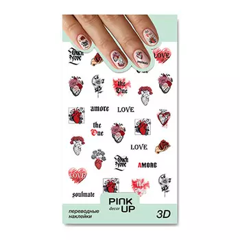 Наклейки для ногтей PINK UP DECOR 3D переводные тон 837