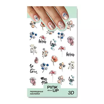 Наклейки для ногтей PINK UP DECOR 3D переводные тон 841