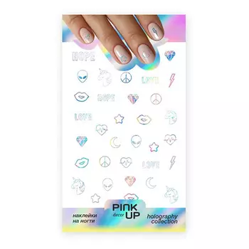 Наклейки для ногтей PINK UP DECOR HOLOGRAPHY переводные тон 650