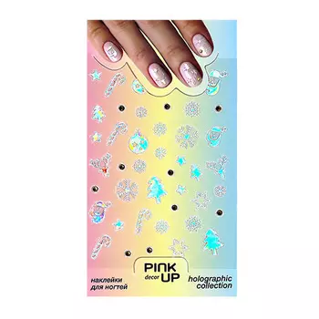 Наклейки для ногтей PINK UP DECOR HOLOGRAPHY переводные тон 817