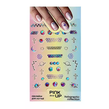 Наклейки для ногтей PINK UP DECOR HOLOGRAPHY переводные тон 818