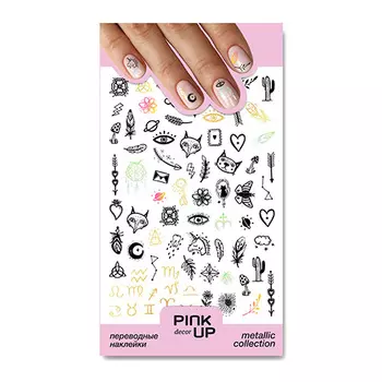 Наклейки для ногтей PINK UP DECOR METALLIС переводные тон 833