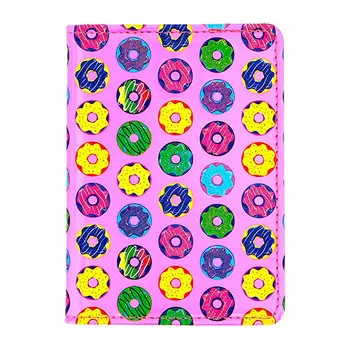 Обложка для паспорта LADY PINK DONUTS голографическая малиновая