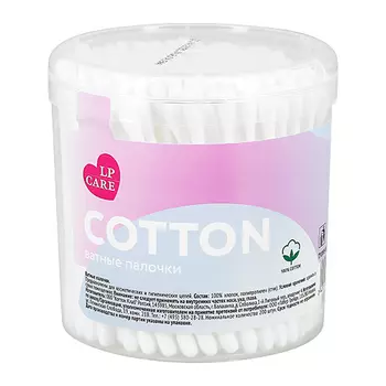 Палочки ватные LP CARE в круглой коробке 200 шт