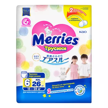 Подгузники-трусики MERRIES размер XXL 15-28 кг 26 шт
