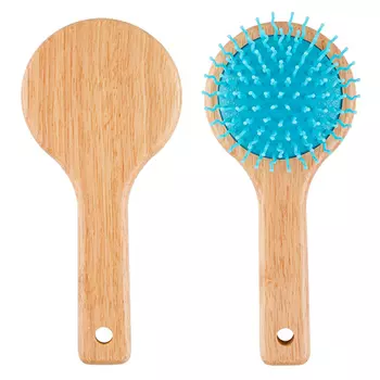 Расческа для волос LADY PINK WOOD массажная круглая голубая