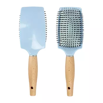 Расческа LADY PINK ECO деревянная большая прямоугольная голубая