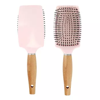 Расческа LADY PINK ECO деревянная большая прямоугольная розовая
