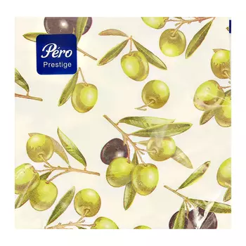 Салфетки бумажные PERO PRESTIGE трехслойные Оливы 20 шт
