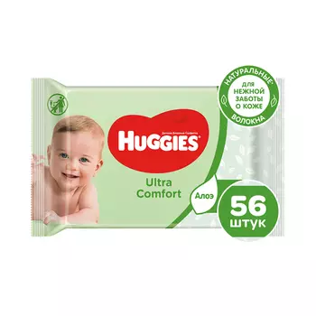 Салфетки влажные HUGGIES ULTRA COMFORT Алоэ 56 шт