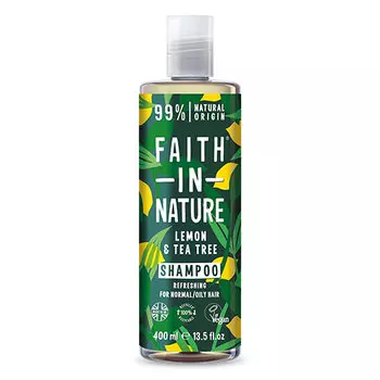 Шампунь для волос FAITH IN NATURE освежающий с маслами лимона и чайного дерева для нормальных и жирных волос 400 мл