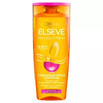 Шампунь для волос LOREAL ELSEVE РОСКОШЬ 6 МАСЕЛ с экстрактом розы для волос, лишенных блеска 250 мл