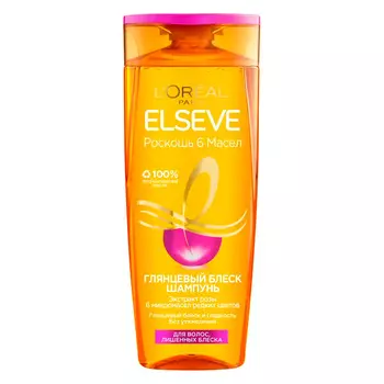 Шампунь для волос LOREAL ELSEVE РОСКОШЬ 6 МАСЕЛ с экстрактом розы для волос, лишенных блеска 400 мл