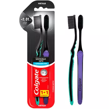 Щетка зубная COLGATE ШЕЛКОВЫЕ НИТИ Древесный уголь мягкая