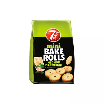 Сухарики 7DAYS MINI BAKE ROLLS Чеснок, пармезан и ароматные травы 80 г