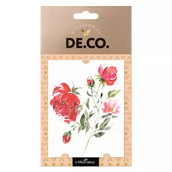 Татуировка для тела DECO. WATERCOLOR STORY by Miami tattoos переводная Red rose brunch