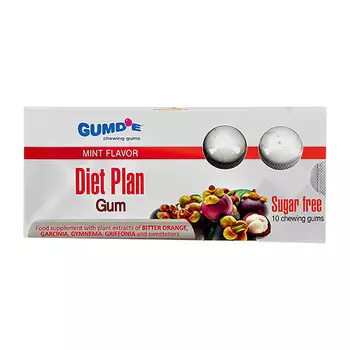 Жевательная резинка GUMDE CHEWING GUMS DIET PLAN со вкусом мяты без сахара 10 шт