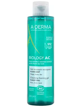 A-Derma Biology AC гель очищающий пенящийся для жирной кожи, склонной к акне, 200 мл