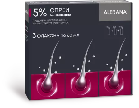 Алерана, спрей 5%, 60 мл, 3 шт.
